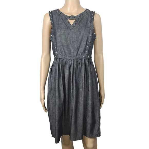 YA Los angle Denim Studded Sleeveless Dress - Picture 1 of 8